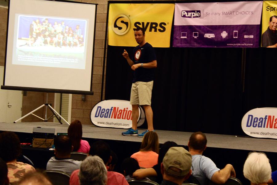 Deaf Olympic speed skater, Michael Hubbs signs about his life growing up in a hearing world. 