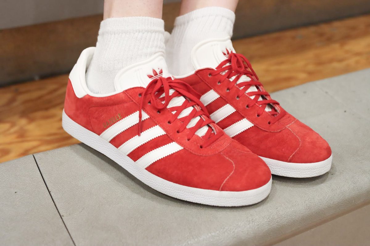 Addy often enjoys adding a “pop of color” to her outfits. In this photo, she wore red campus Adidas, adding what she describes as a “simple yet effective way to add a pop of color.”
